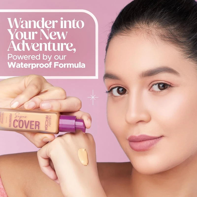 Hilary Rhoda Super Cover Foundation | Blemish Free | High Coverage & Waterproof Foundation | 24-Hour Stay & Non-Sticky Formula | Matte Finish | Blends Flawlessly | 30g (Warm Sun| Shade 06) - Thumbnail 4